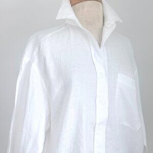 MAGASCHONI Women's White Linen Button-Down Shirt W/Chest Pocket SZ S NWT $168